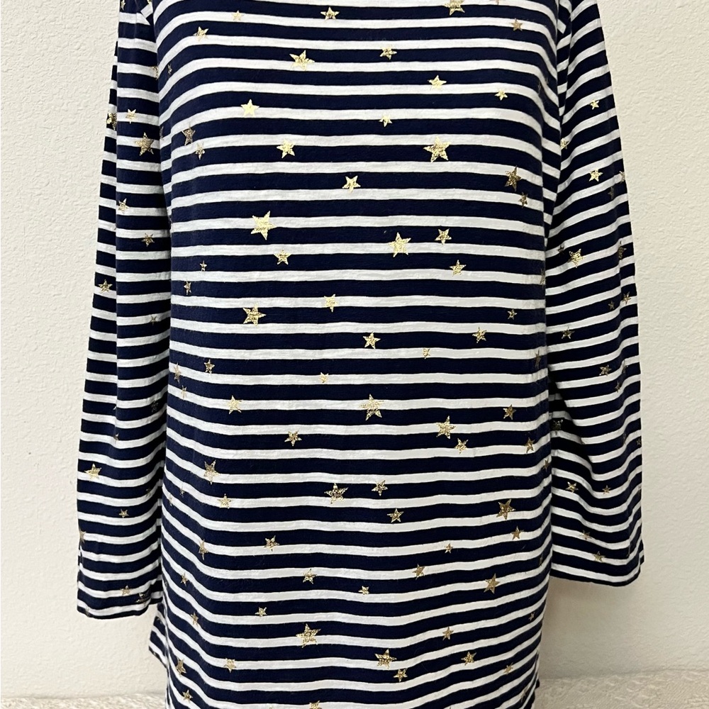 Old Navy Navy and White Striped Sweater with Gold Star